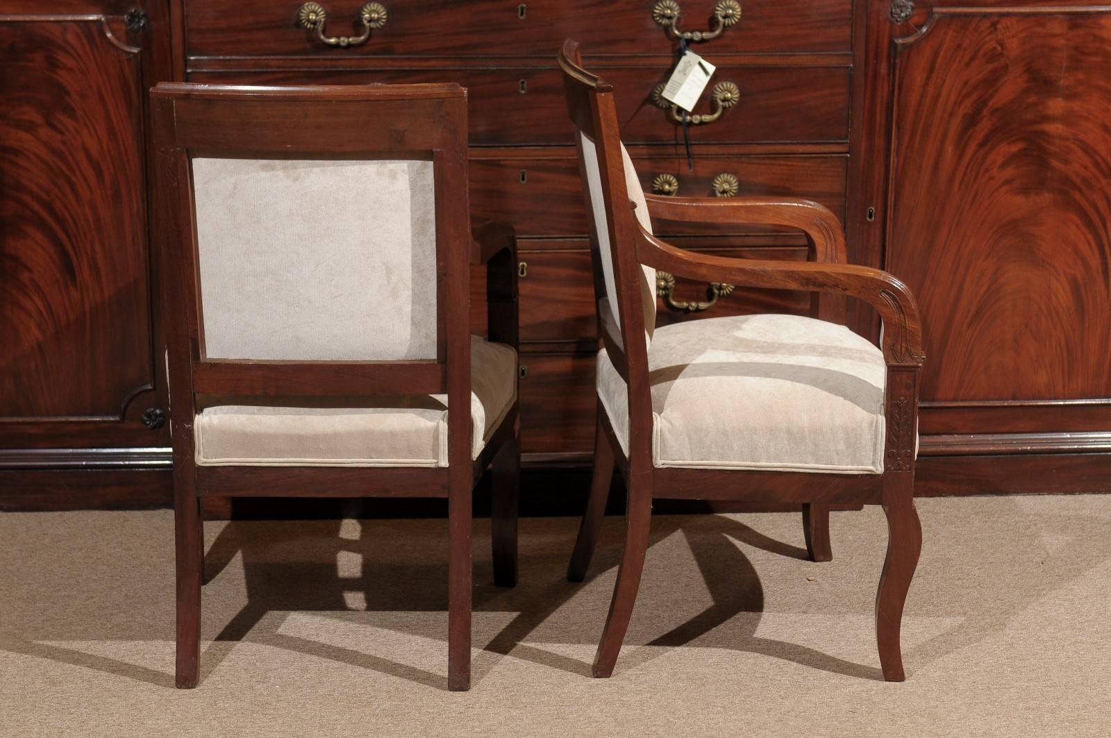 Pair of French Empire Mahogany Fauteuils, 19th Century, circa 1810 For Sale 5