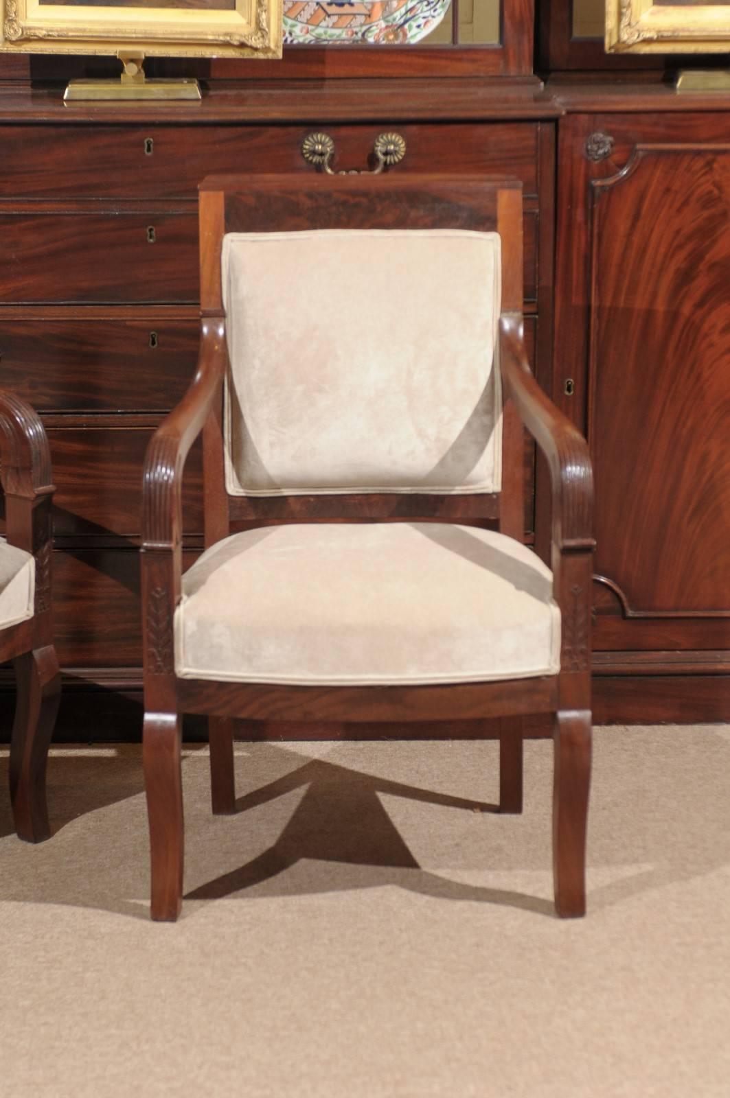 Pair of French Empire Mahogany Fauteuils, 19th Century, circa 1810 For Sale 6