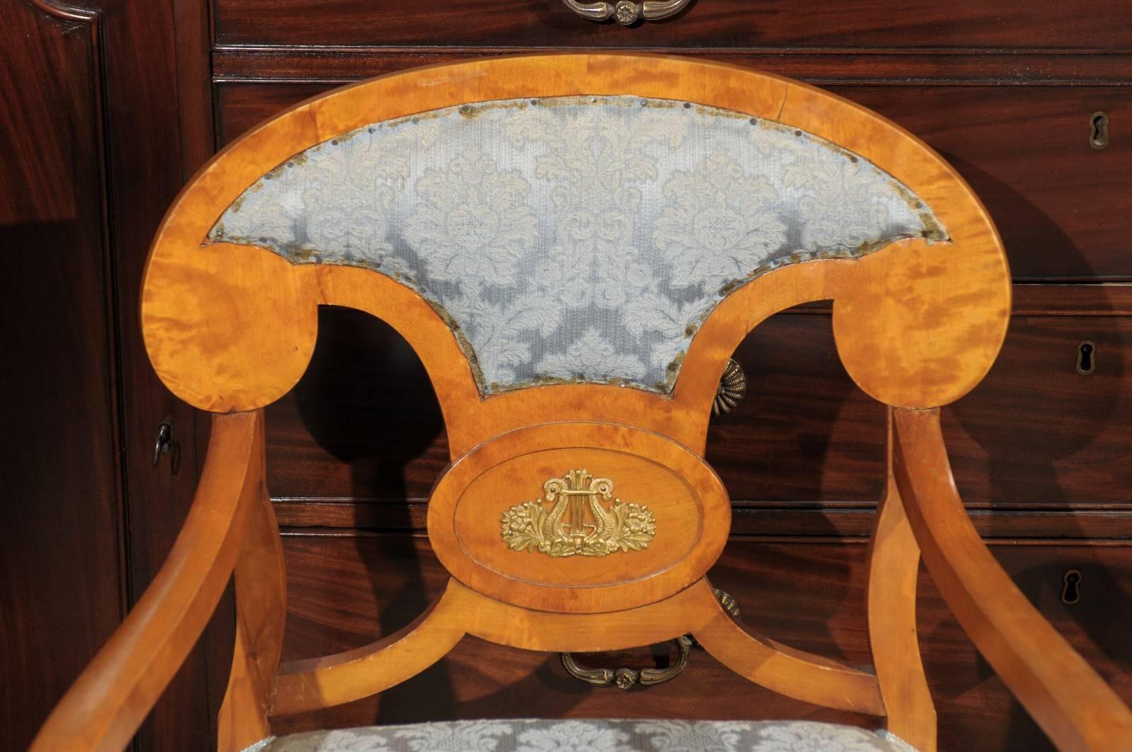 Pair of Biedermeier Style Armchairs in Maple, First Quarter of the 20th Century 6