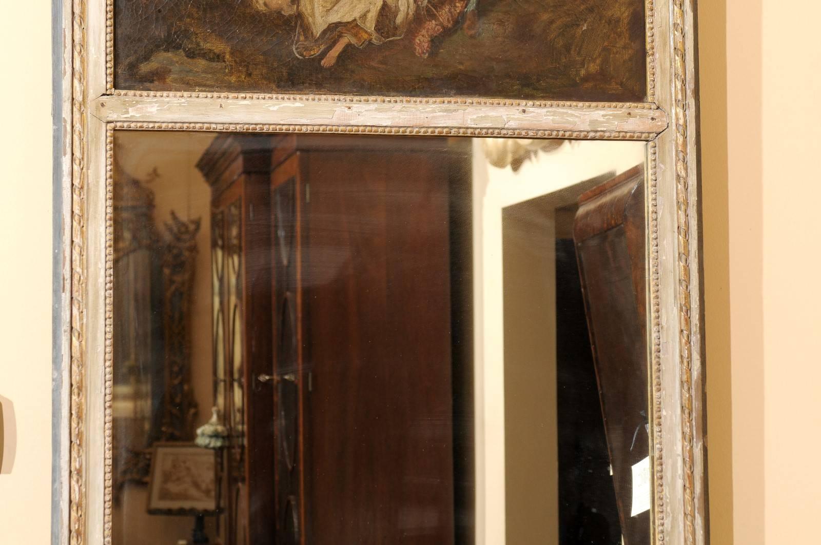 Early 19th Century French Trumeau Mirror with Oil on Canvas Painting 3