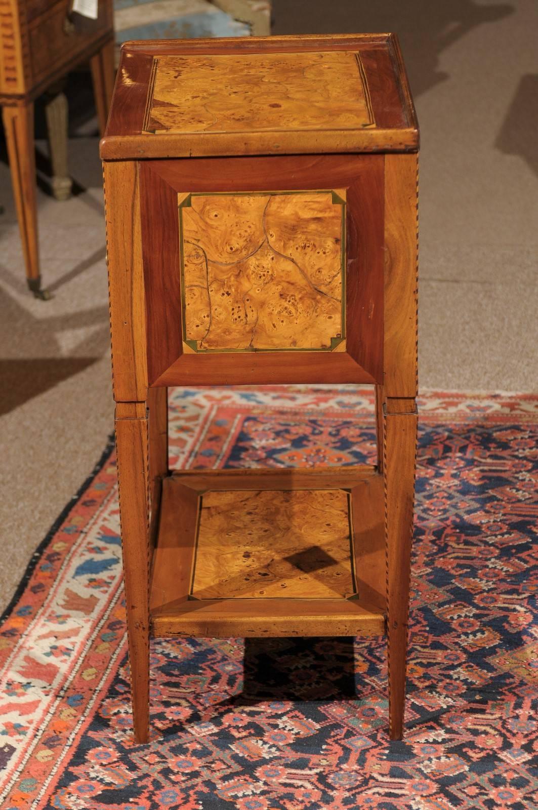 Late 18th Century French Two-Drawer Table in Burled Yew, Walnut and Fruitwood 6
