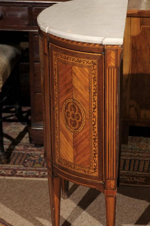 Pair of Neoclassical Style Italian Inlaid Demilunes with 