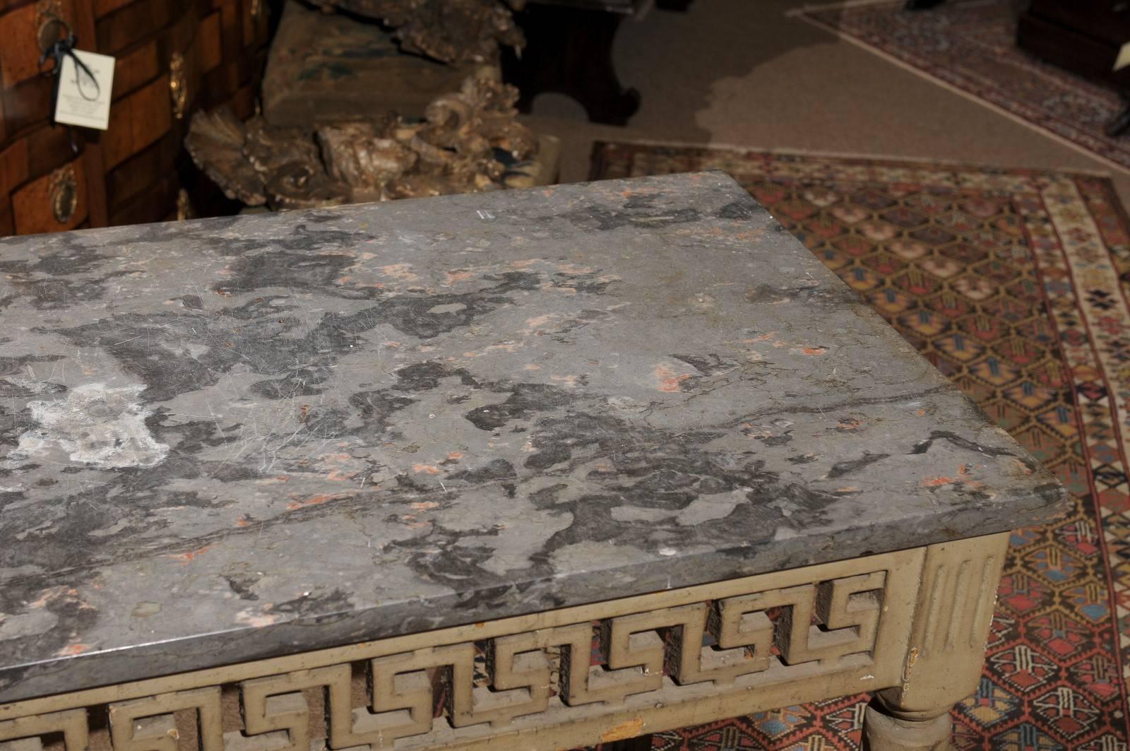 Late 18th Century Louis XVI Painted Console with Pierced Greek Key Frieze 1