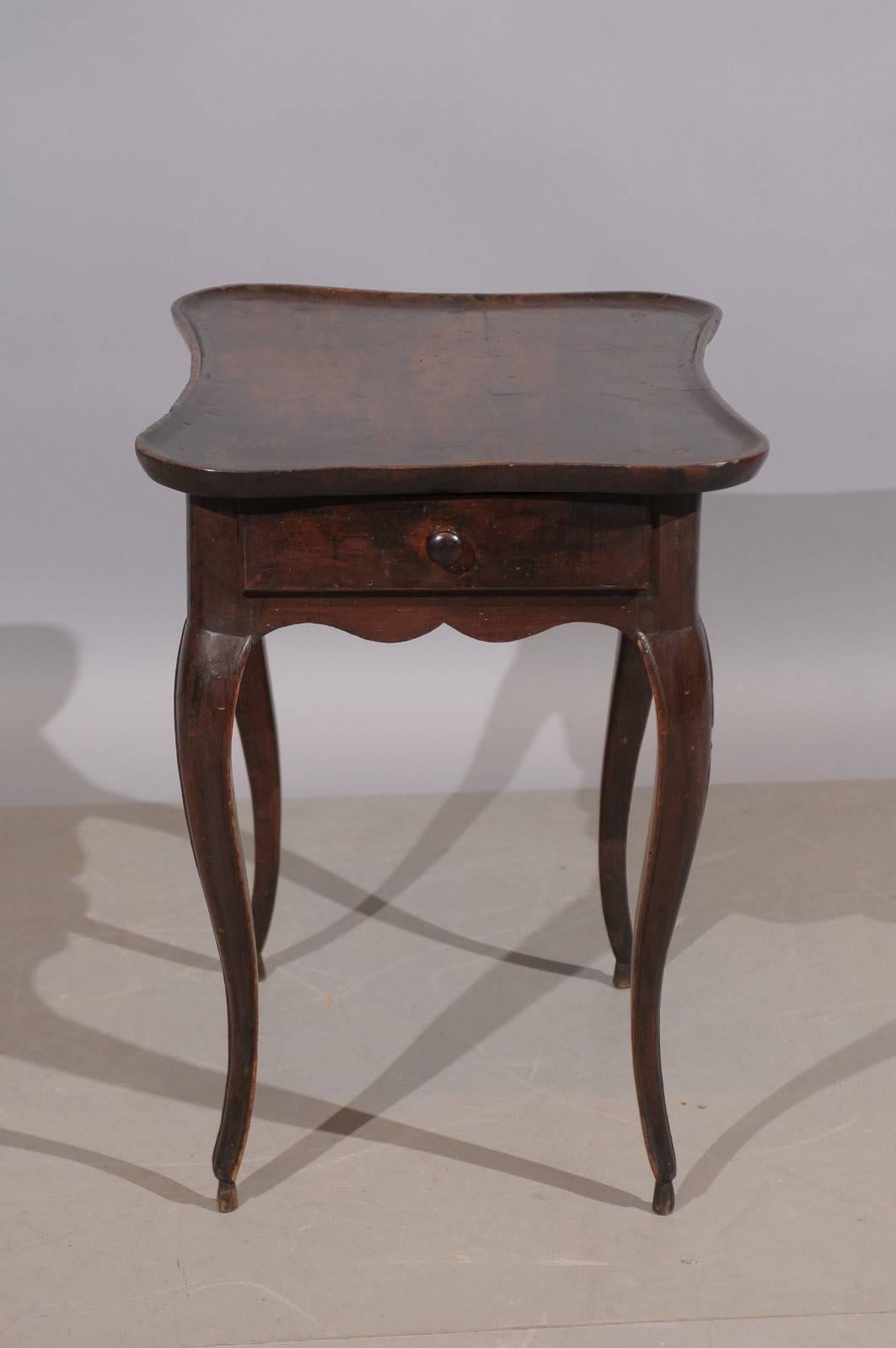 18th Century French Walnut Table with Shaped Dish Top and Drawer 2