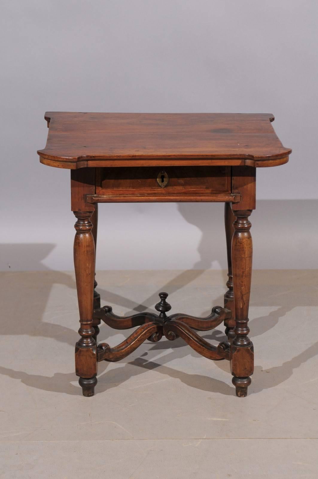 Petite 18th Century Louis XIV Style Walnut Side Table 1