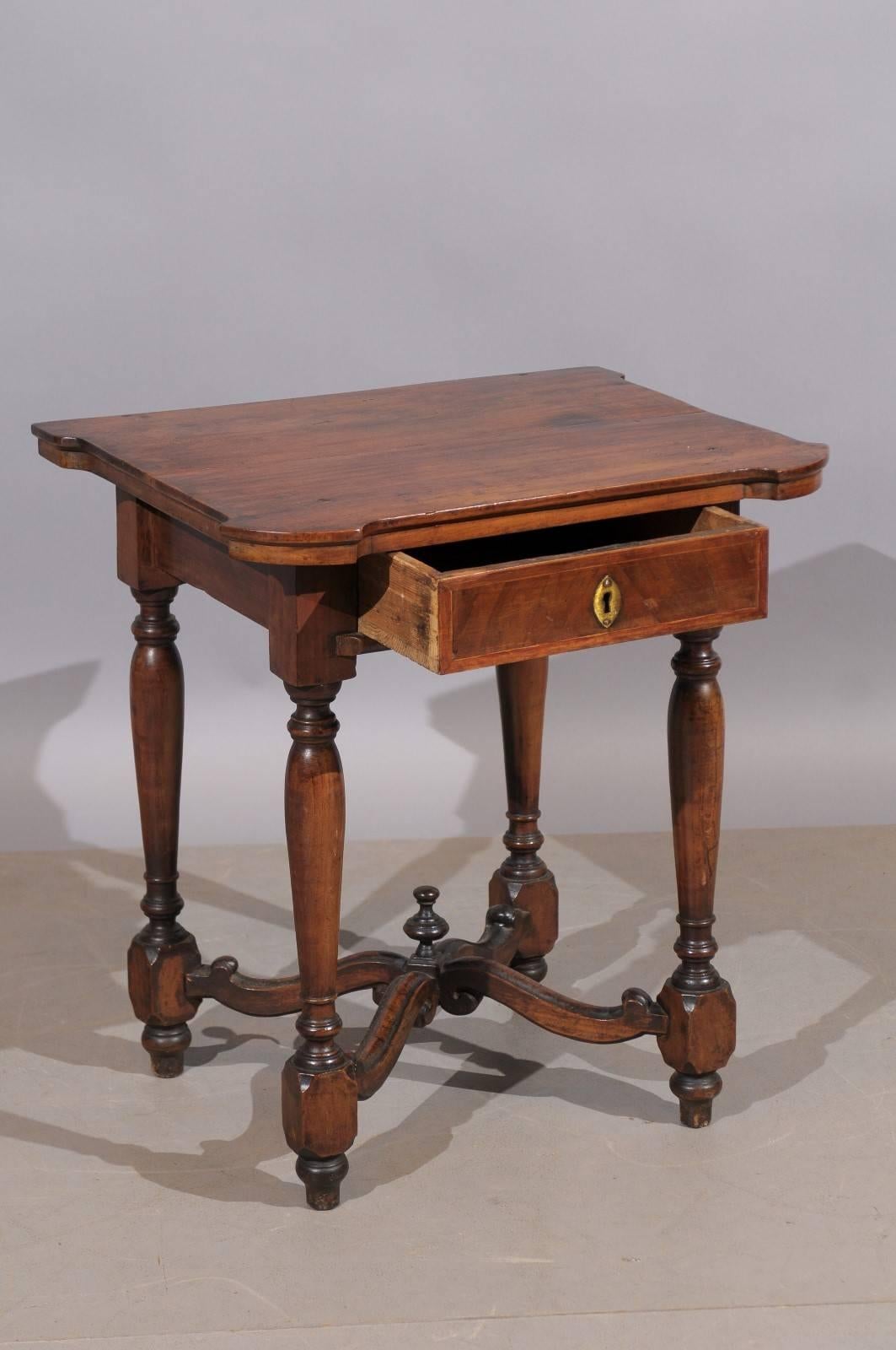 French Petite 18th Century Louis XIV Style Walnut Side Table