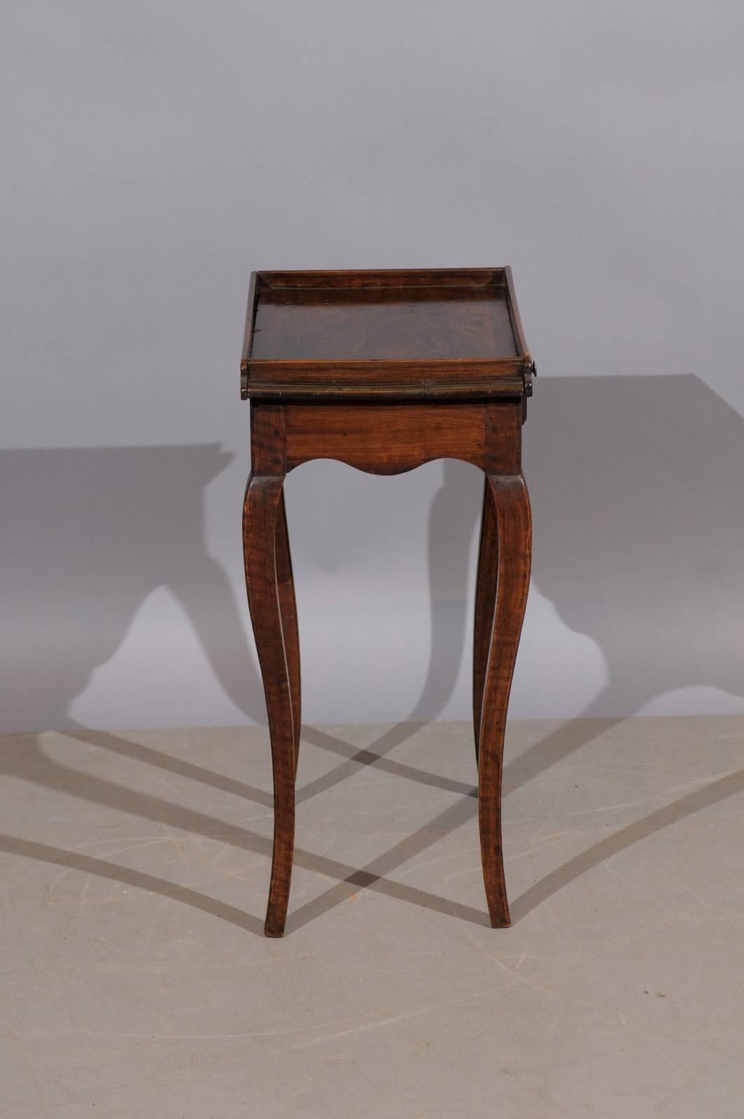 Small 18th Century French Louis XV Walnut Table with Tray Top and Drawer 1