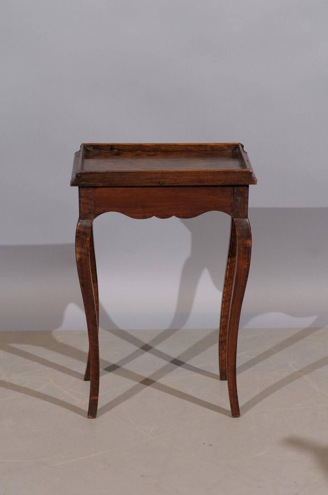 Small 18th Century French Louis XV Walnut Table with Tray Top and Drawer 2