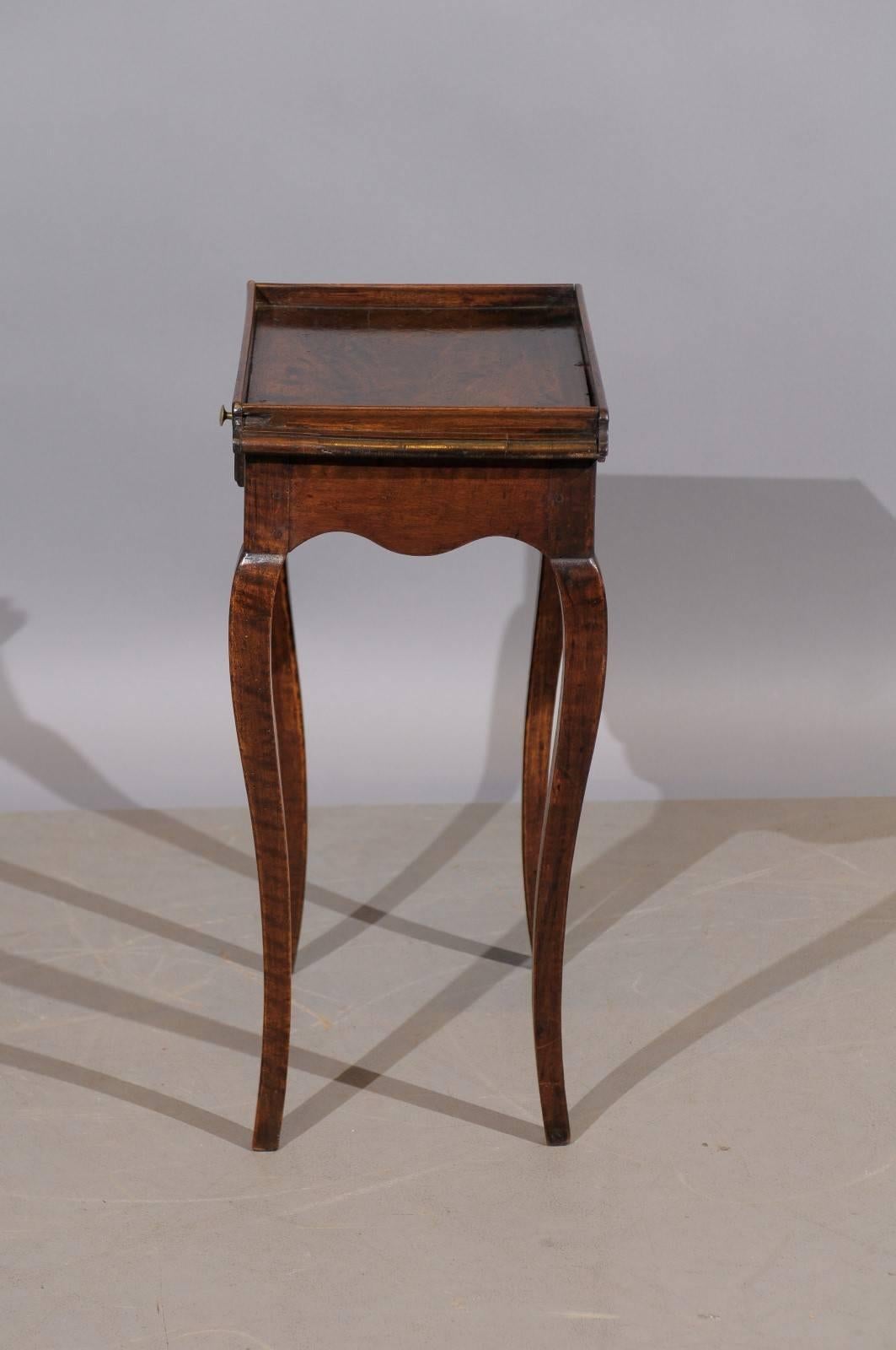 Small 18th Century French Louis XV Walnut Table with Tray Top and Drawer 3