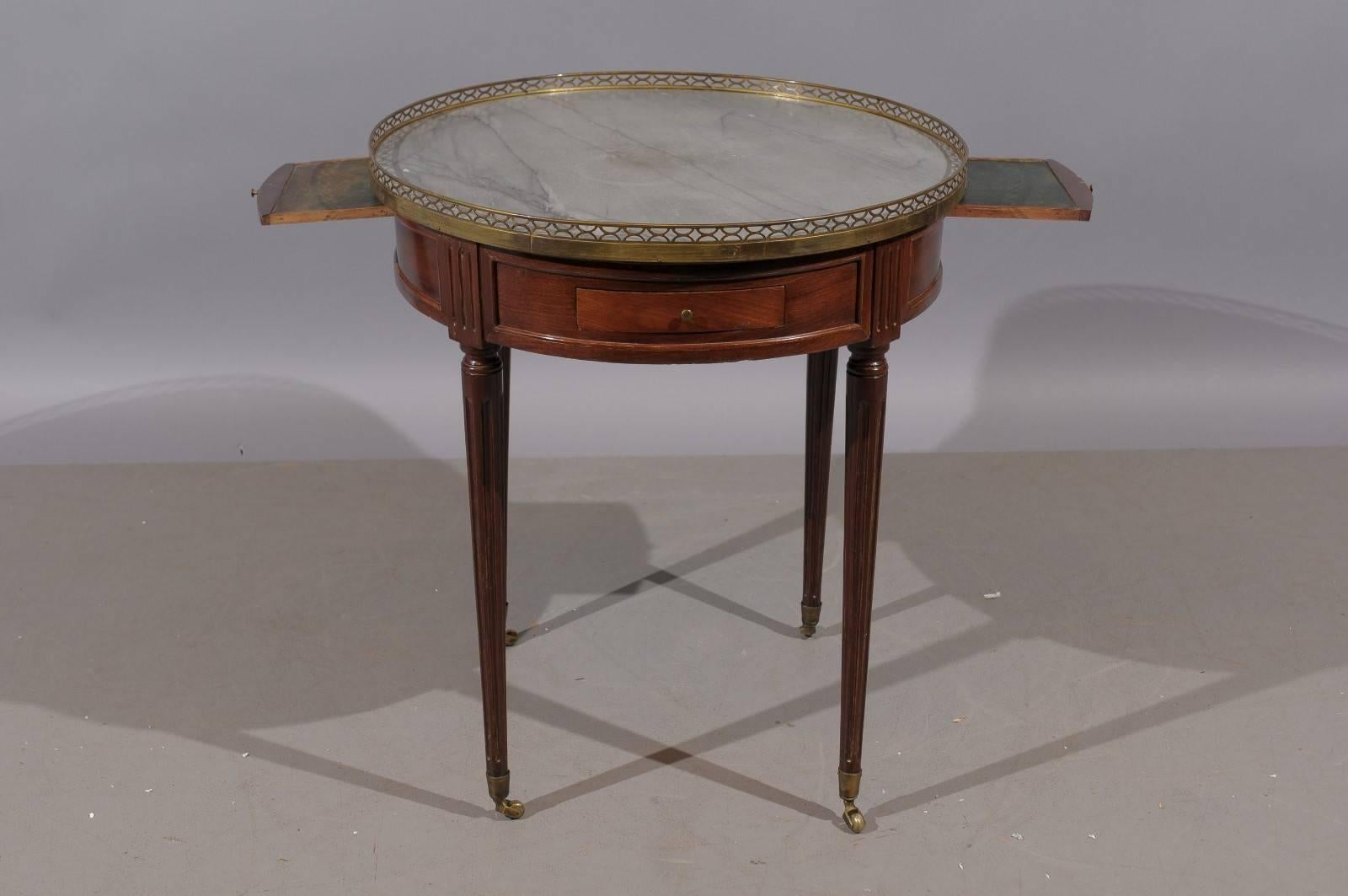 19th Century French Louis XVI Style Mahogany Bouillotte Table with Marble Top 4