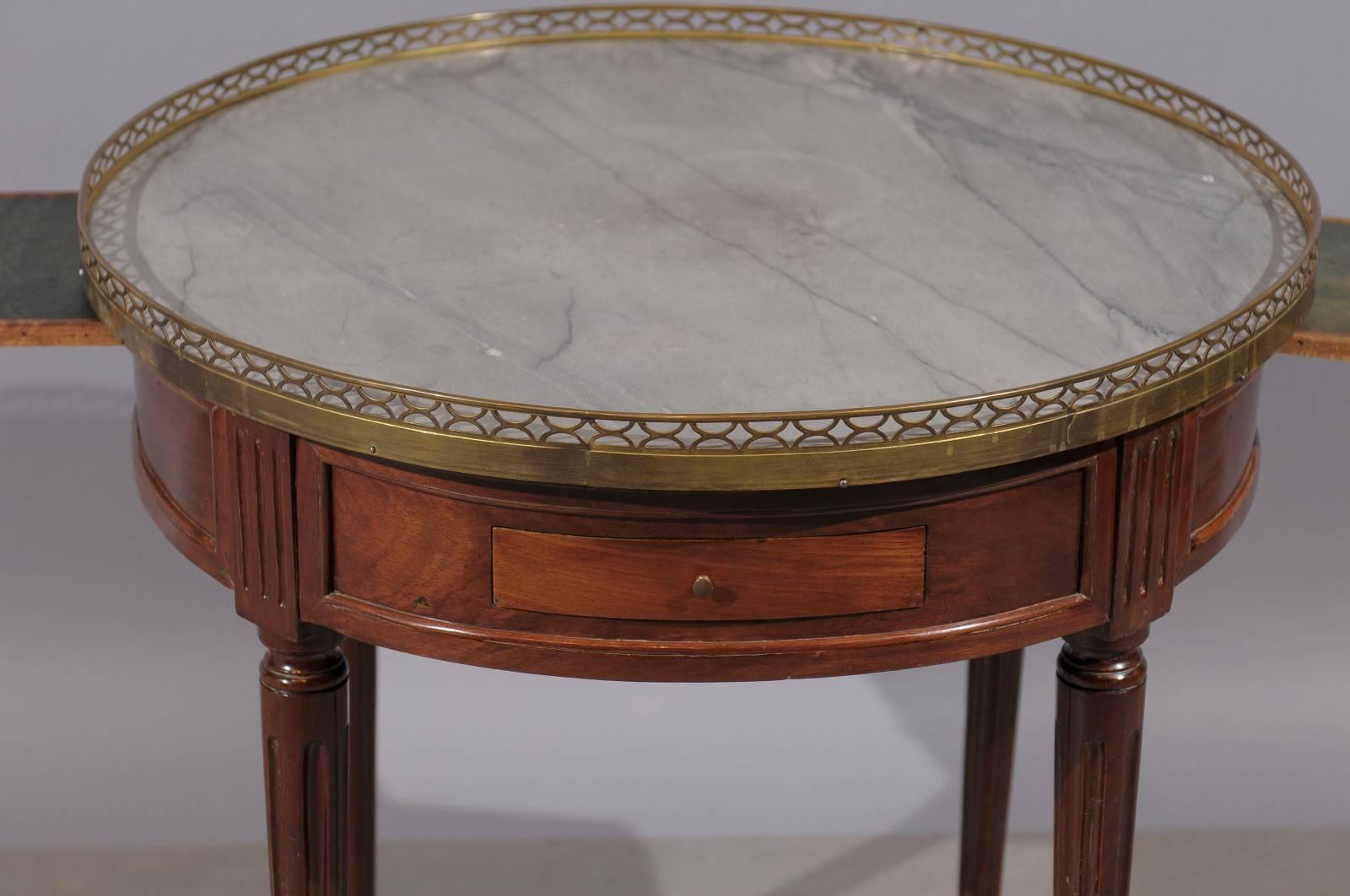 19th Century French Louis XVI Style Mahogany Bouillotte Table with Marble Top 6
