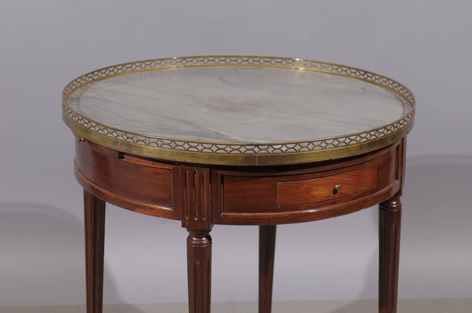 19th Century French Louis XVI Style Mahogany Bouillotte Table with Marble Top 7