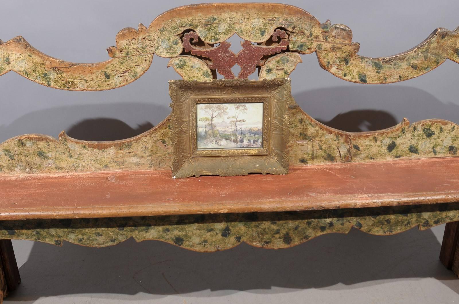 Hand-Painted 19th Century Italian Watercolor on Paper Landscape of Naples in Giltwood Frame For Sale