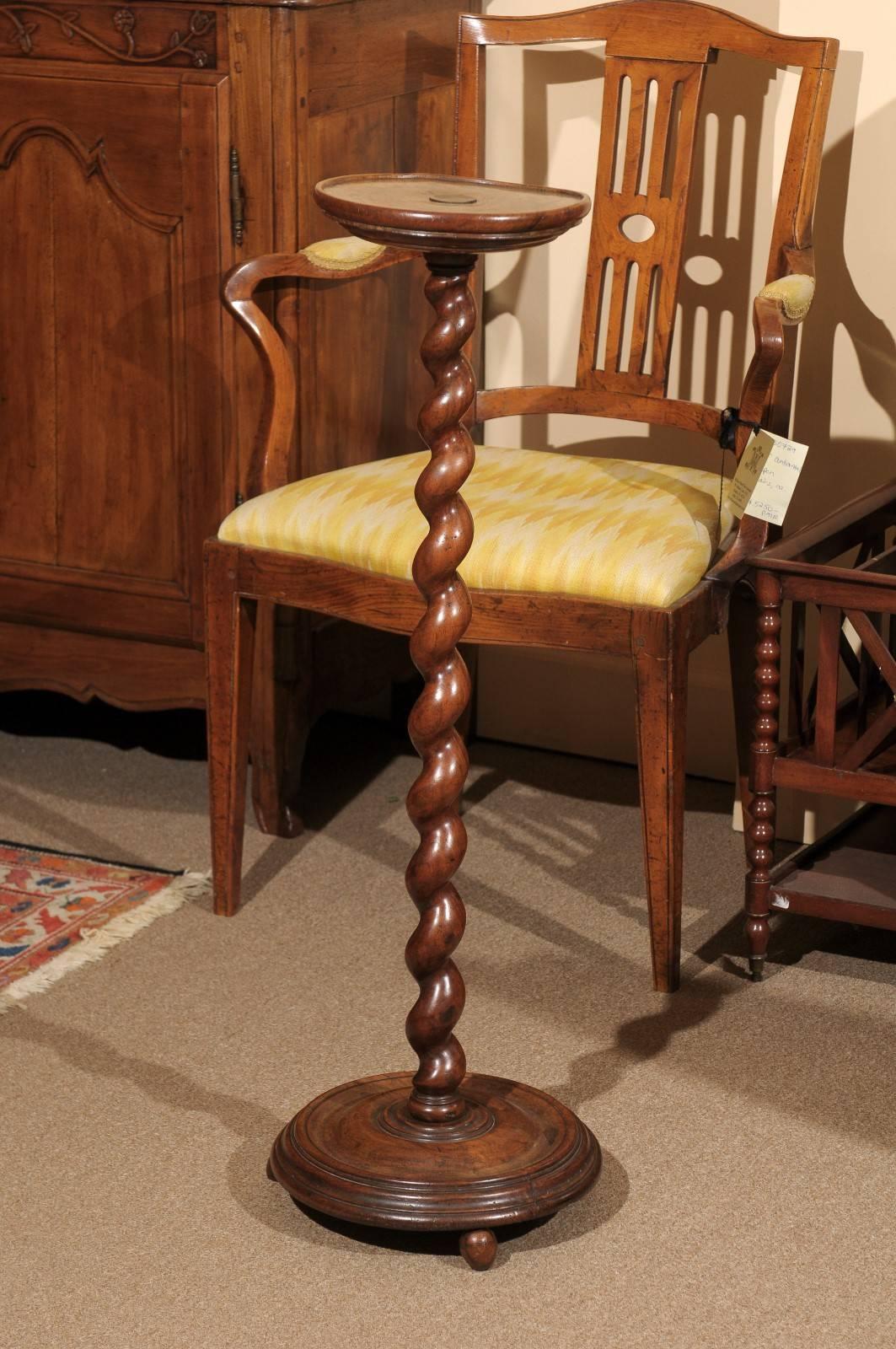 18th Century and Earlier 18th Century Walnut Baroque Style Candlestand/ Gueridon with Barley Twist Base For Sale