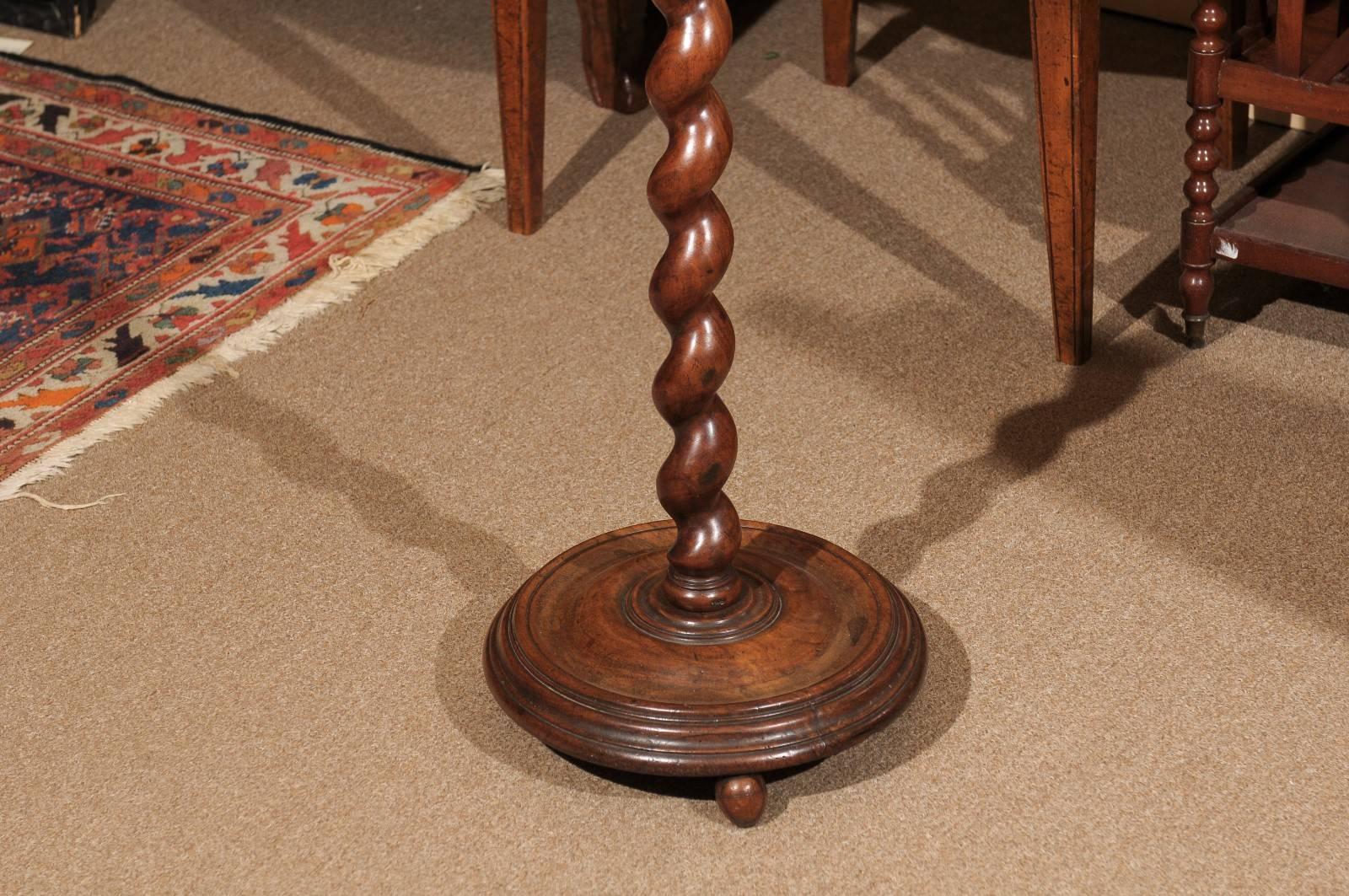 18th Century Walnut Baroque Style Candlestand/ Gueridon with Barley Twist Base For Sale 1