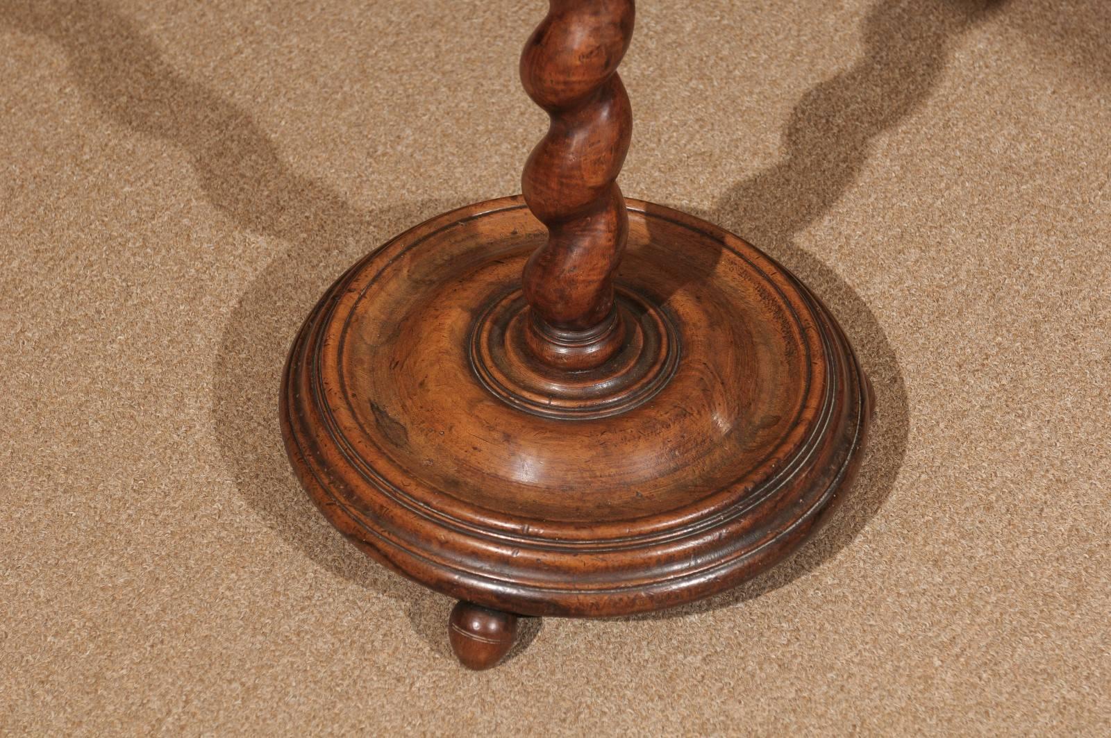 18th Century Walnut Baroque Style Candlestand/ Gueridon with Barley Twist Base For Sale 2