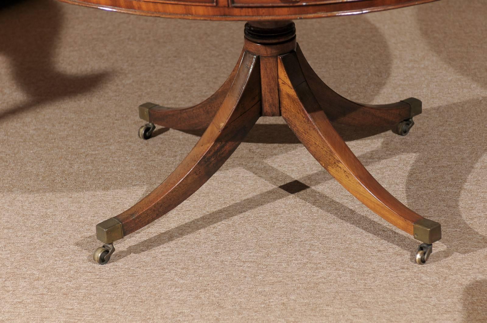 19th Century English Mahogany Rent Table with Leather Top 1