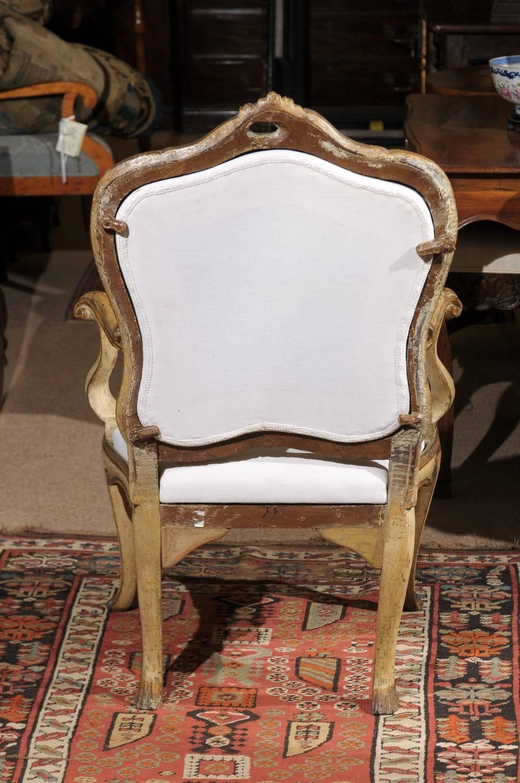 18th Century Venetian Rococo Painted Fauteuil 2