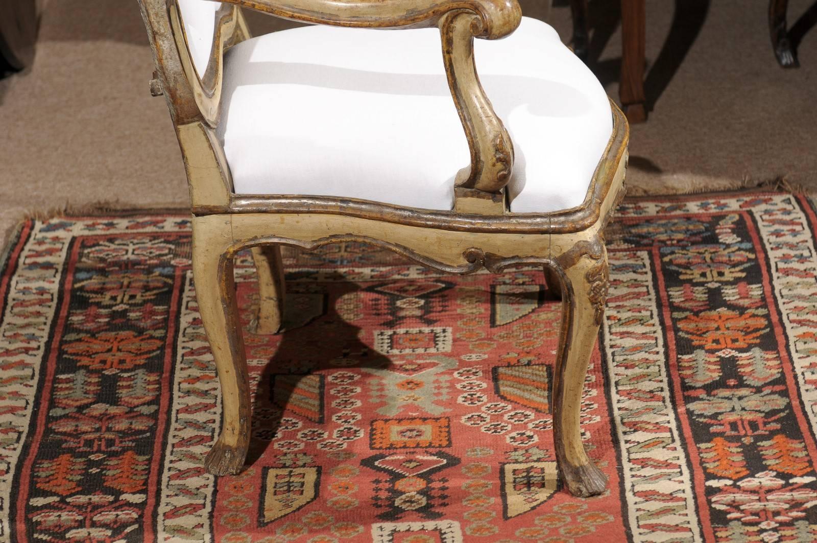 18th Century and Earlier 18th Century Venetian Rococo Painted Fauteuil