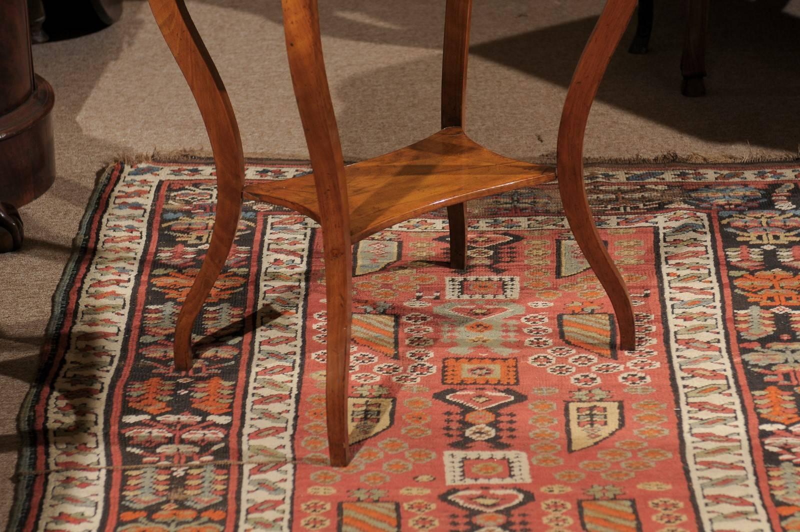 Early 19th Century Italian Walnut Table with Saber Leg and Lower Shelf 5