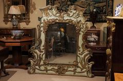 Carved 18th Century Venetian Painted and Parcel Gilt Mirror, Rococo Period