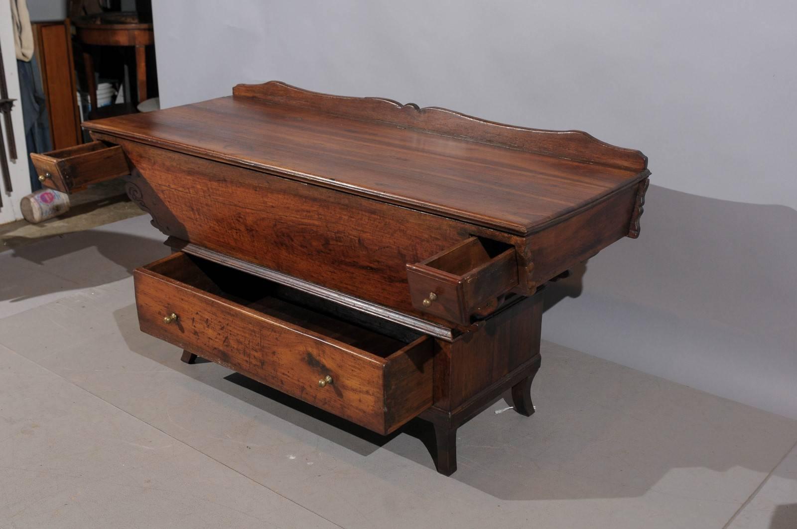18th Century Swiss Dough Bin in Walnut and Elm with Lift Top & Lower Drawer 1
