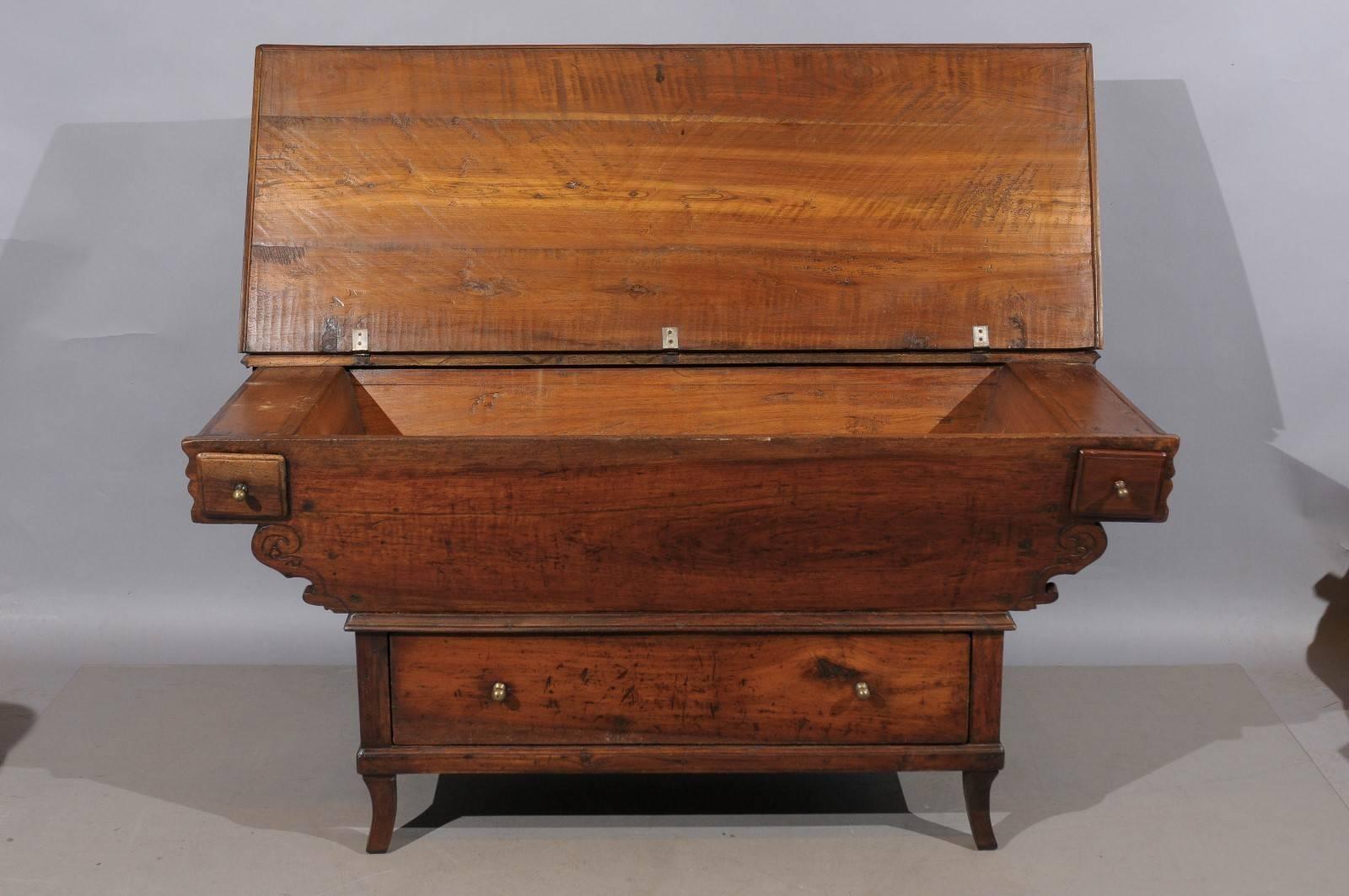 18th Century Swiss Dough Bin in Walnut and Elm with Lift Top & Lower Drawer 2
