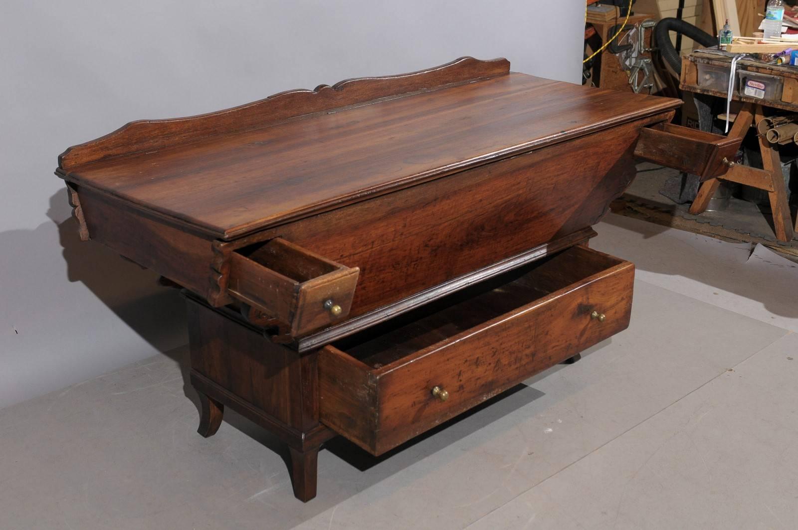 18th Century Swiss Dough Bin in Walnut and Elm with Lift Top & Lower Drawer 4
