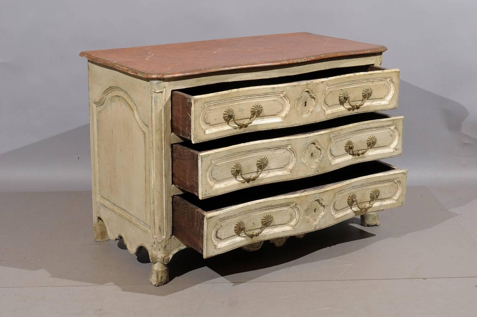 18th Century French Louis XV, Three-Drawer Commode with Hoof Feet 2