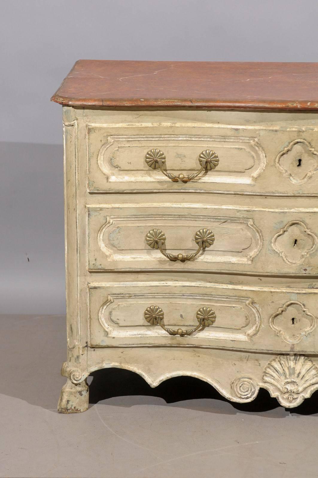 18th Century French Louis XV, Three-Drawer Commode with Hoof Feet In Excellent Condition In Atlanta, GA