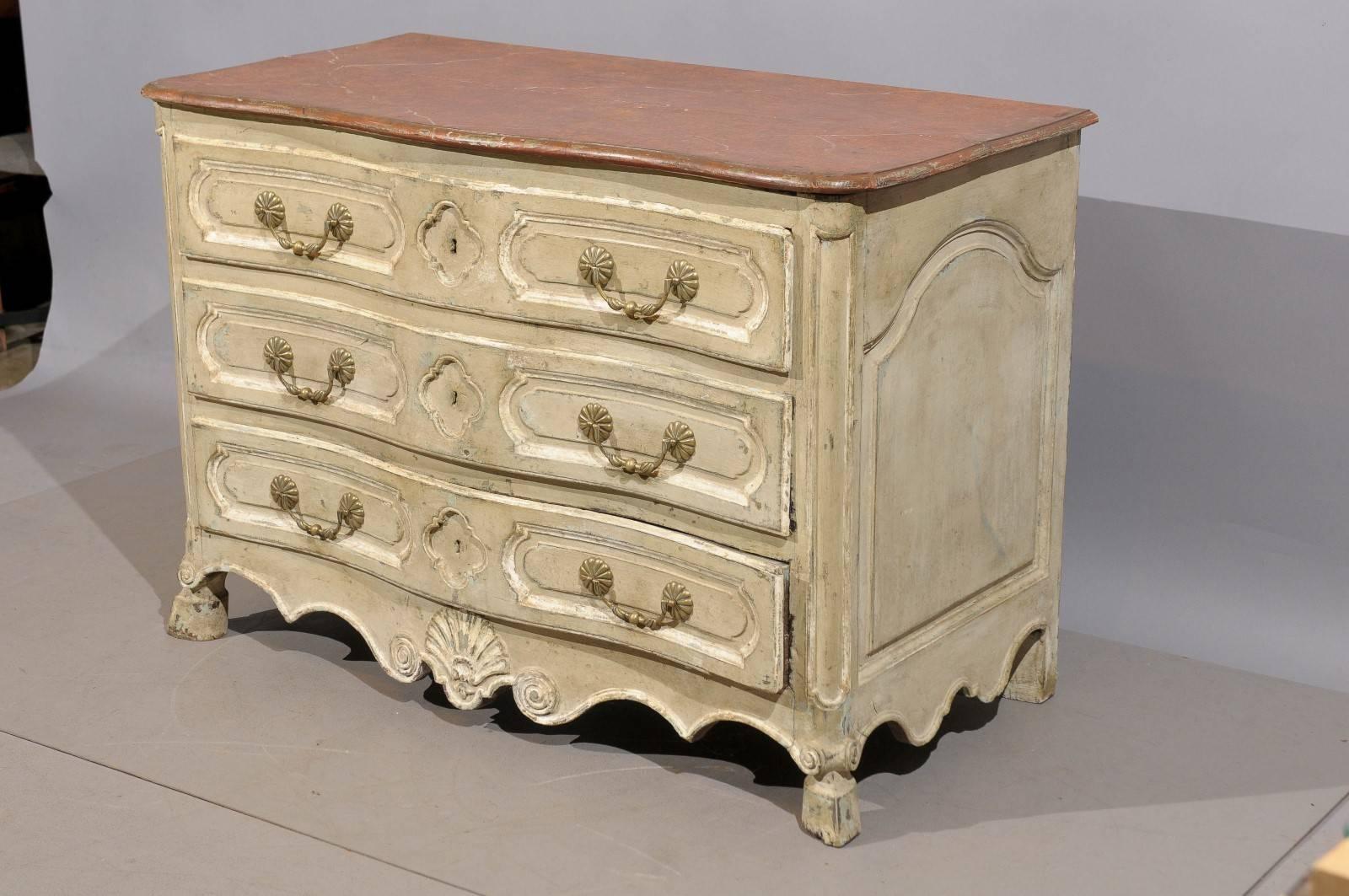 18th Century French Louis XV, Three-Drawer Commode with Hoof Feet 3