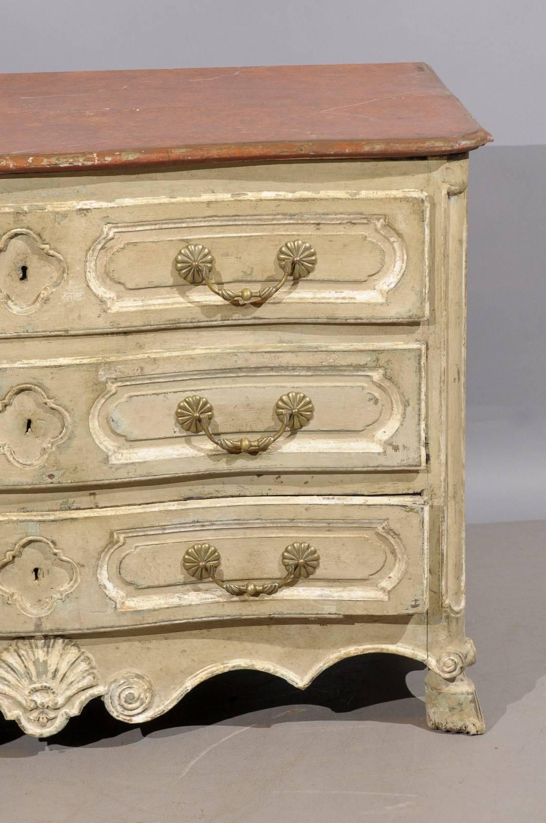 18th Century and Earlier 18th Century French Louis XV, Three-Drawer Commode with Hoof Feet