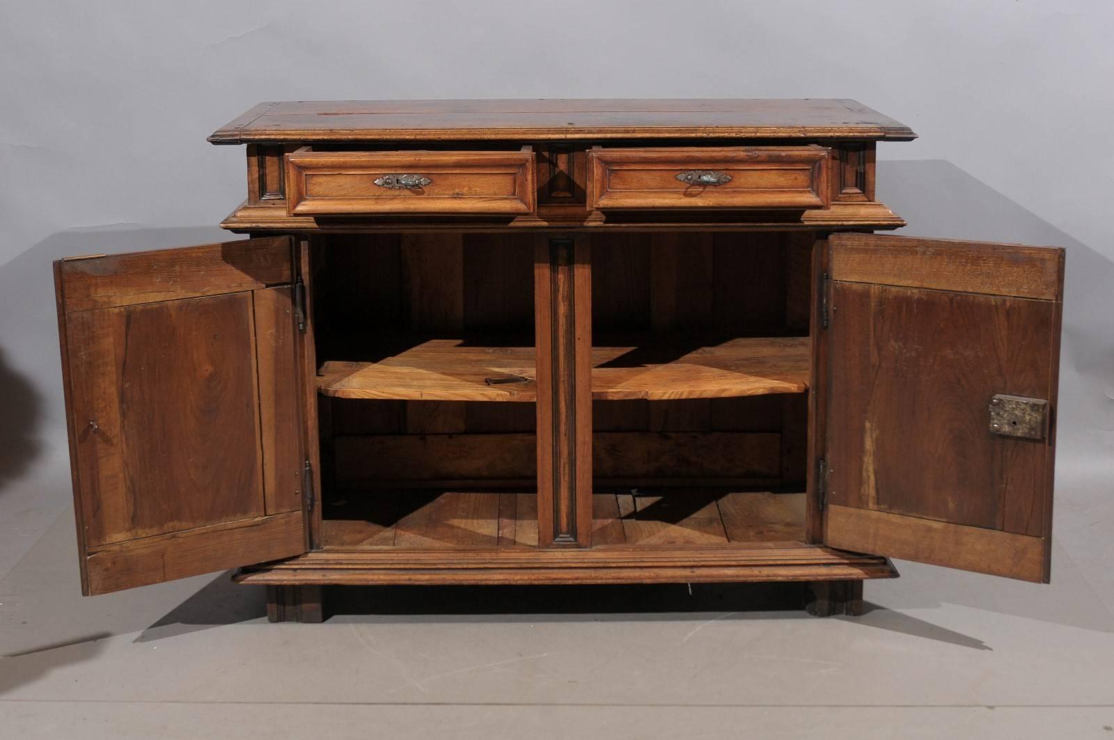 Louis XIV Walnut Buffet with Two Drawers and Doors, France, 18th Century 1
