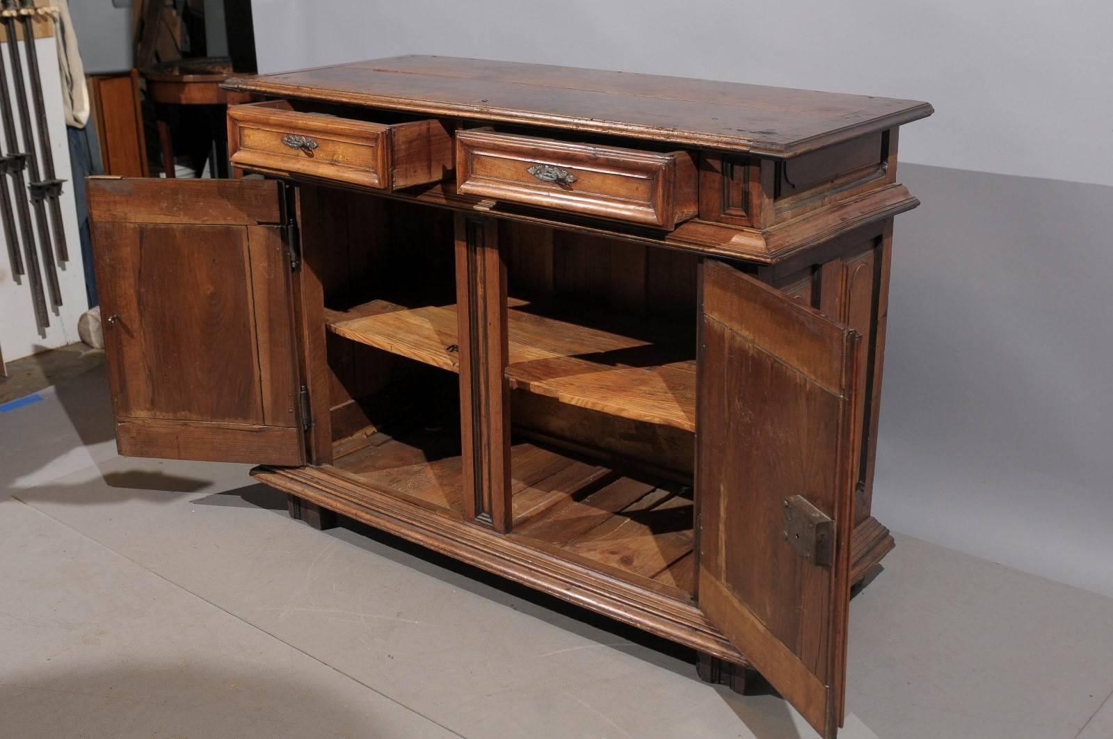 18th Century and Earlier Louis XIV Walnut Buffet with Two Drawers and Doors, France, 18th Century