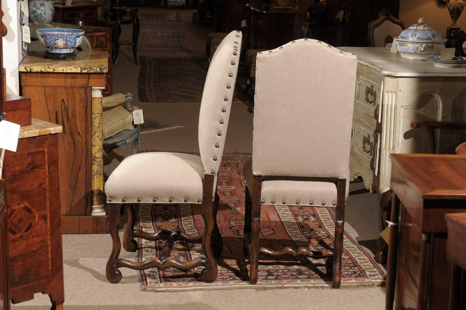 20th Century Set of Eight French Louis XIV Style Upholstered Back Dining Chairs