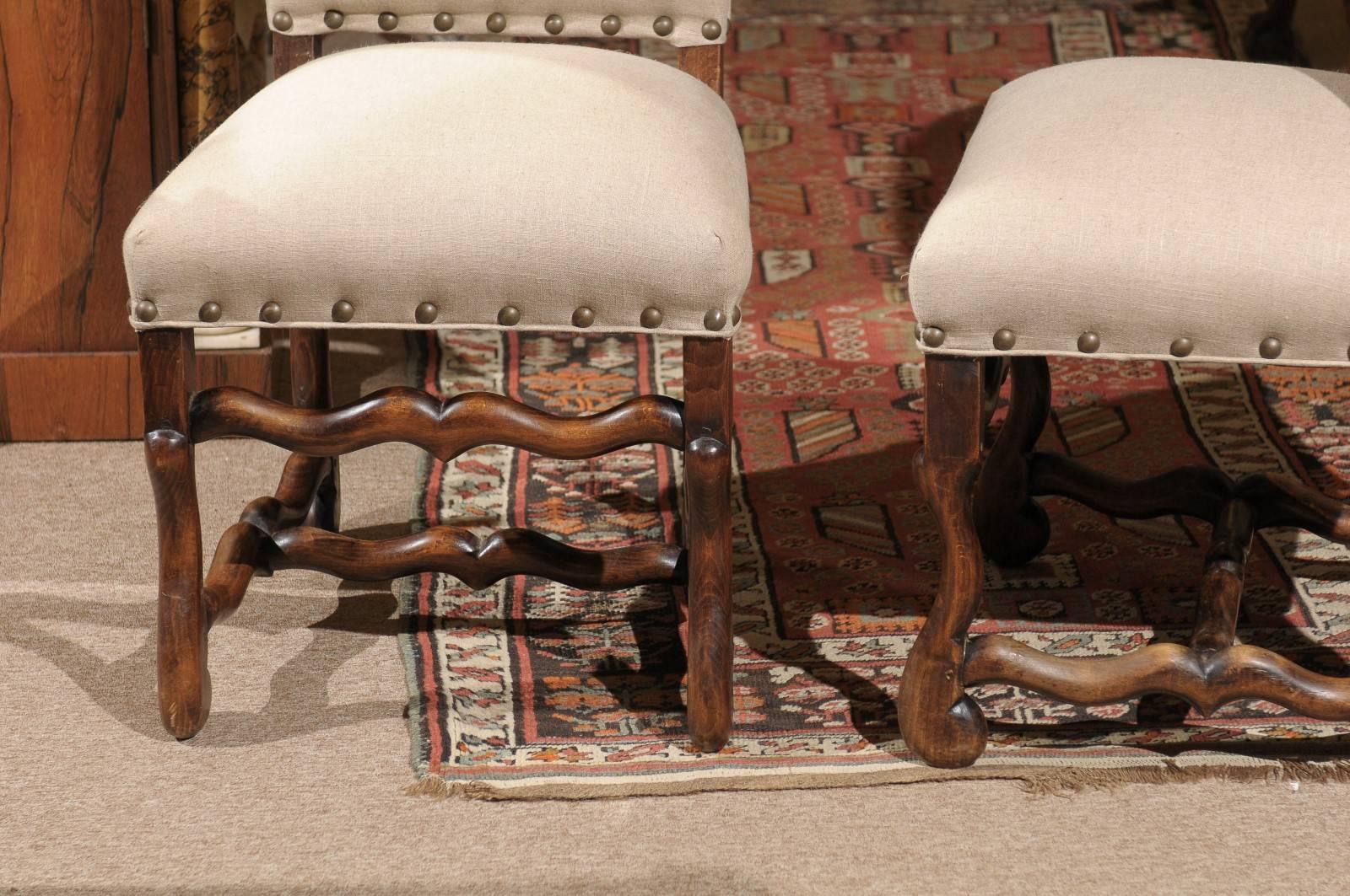 Set of Eight French Louis XIV Style Upholstered Back Dining Chairs 4