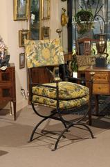 Large 19th Century Iron and Brass Campaign Chair, circa 1850