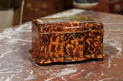 Early 19th Century English Regency Tortoiseshell Tea Caddy with Skirted Base