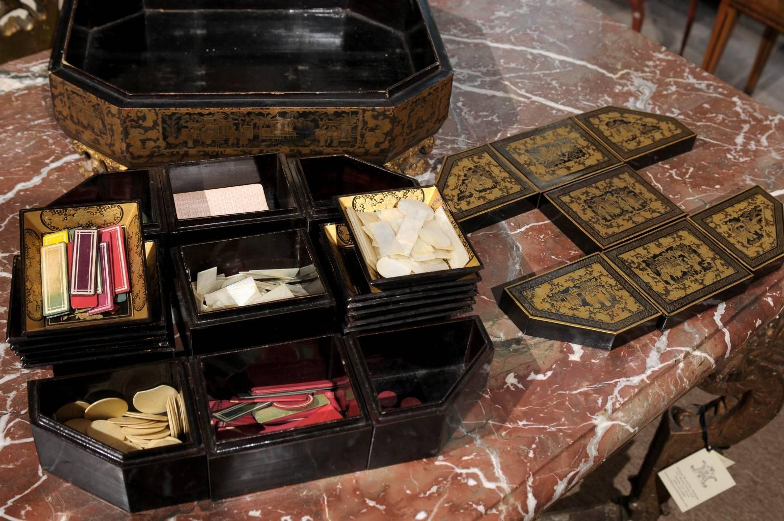 19th Century English Chinoiserie Game Box 3