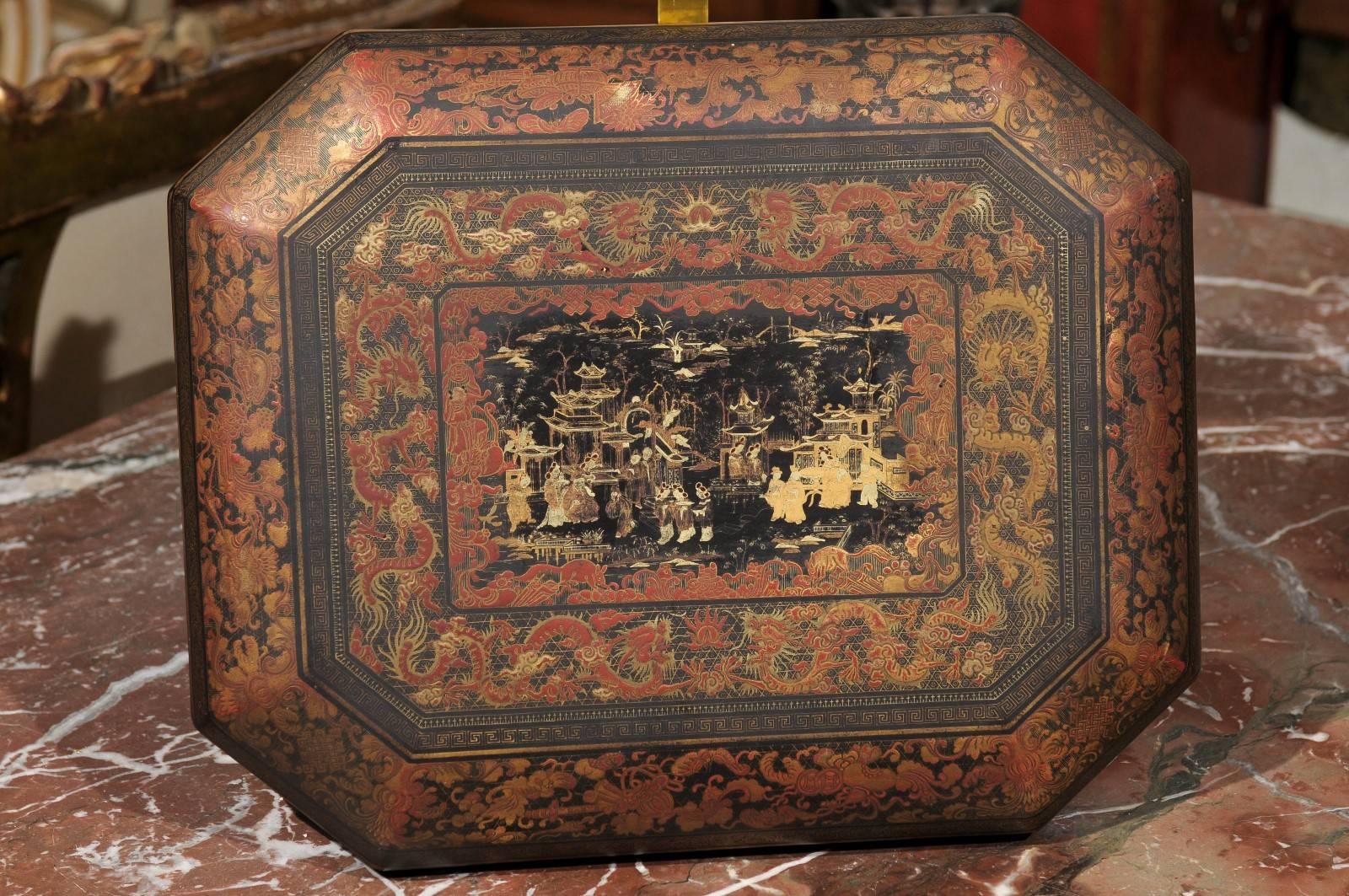 19th Century English Chinoiserie Game Box 5