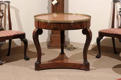 19th Century Empire Mahogany Centre Table with Marble Top, Gallery and Paw Feet