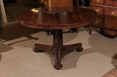 19th Century English Rosewood Centre Table with Pedestal Base and Bun Feet