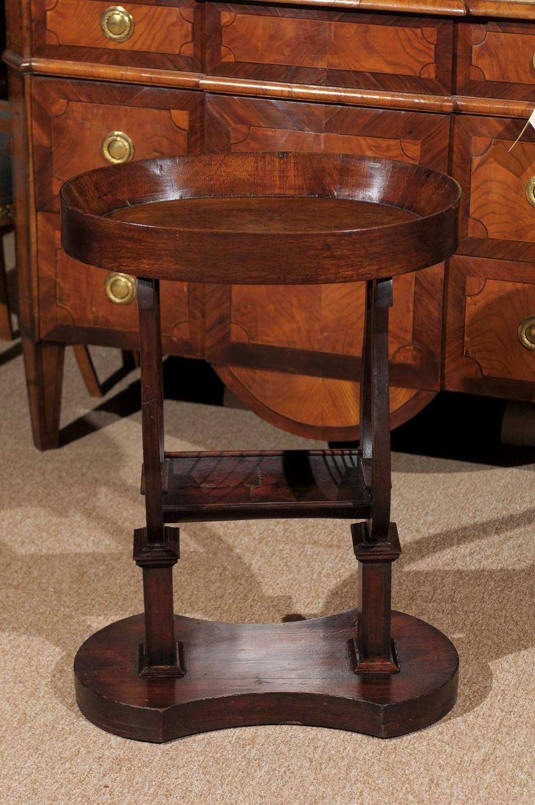 Oval French Mahogany Empire Style Side Table with Lyre Base and Dish Top In Excellent Condition In Atlanta, GA