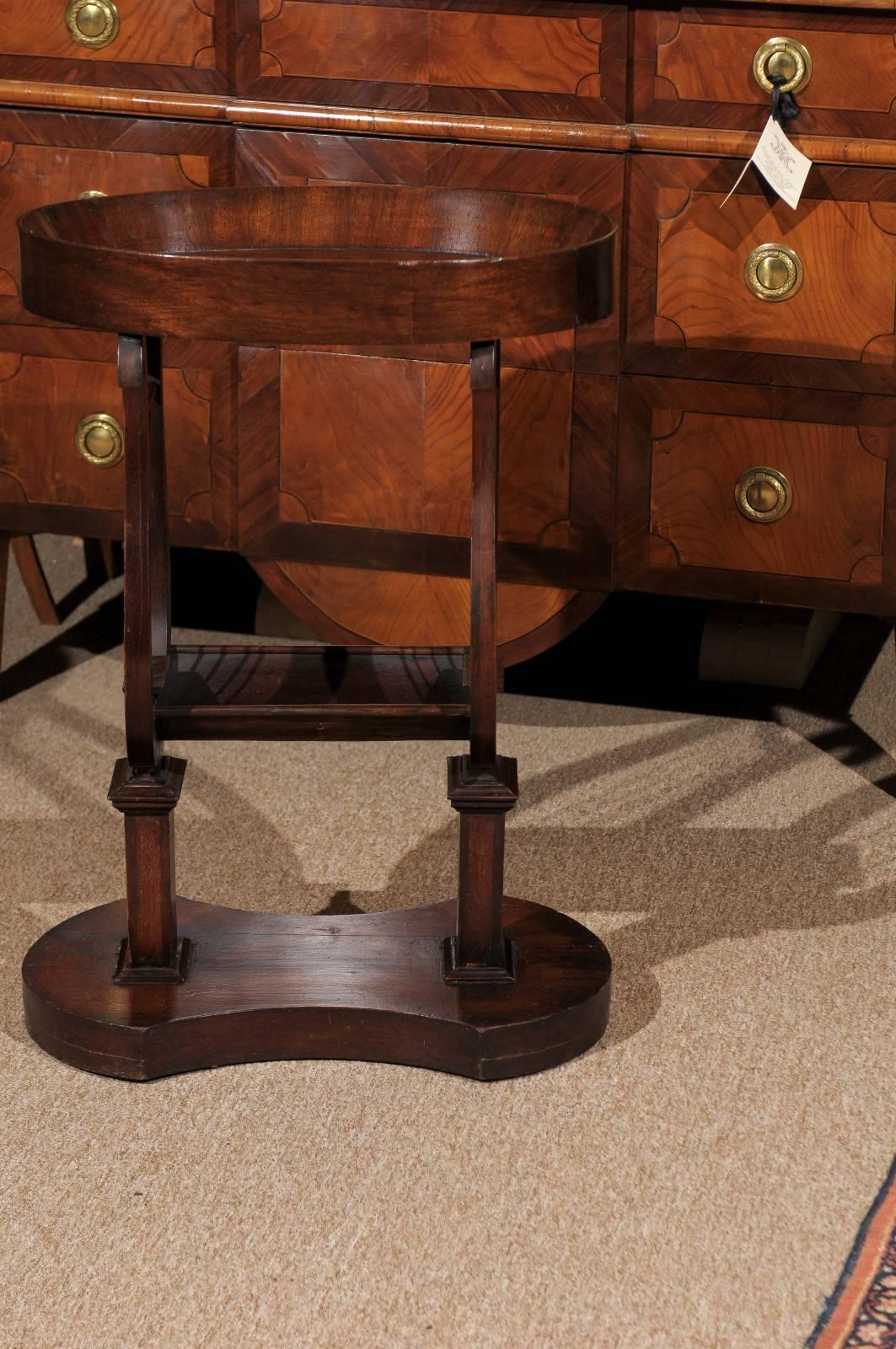 Oval French Mahogany Empire Style Side Table with Lyre Base and Dish Top 1