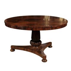 19th Century English Rosewood Center Table with Carved Pedestal Base Antique 19th Century English Rosewood Center Table with Carved Pedestal Base