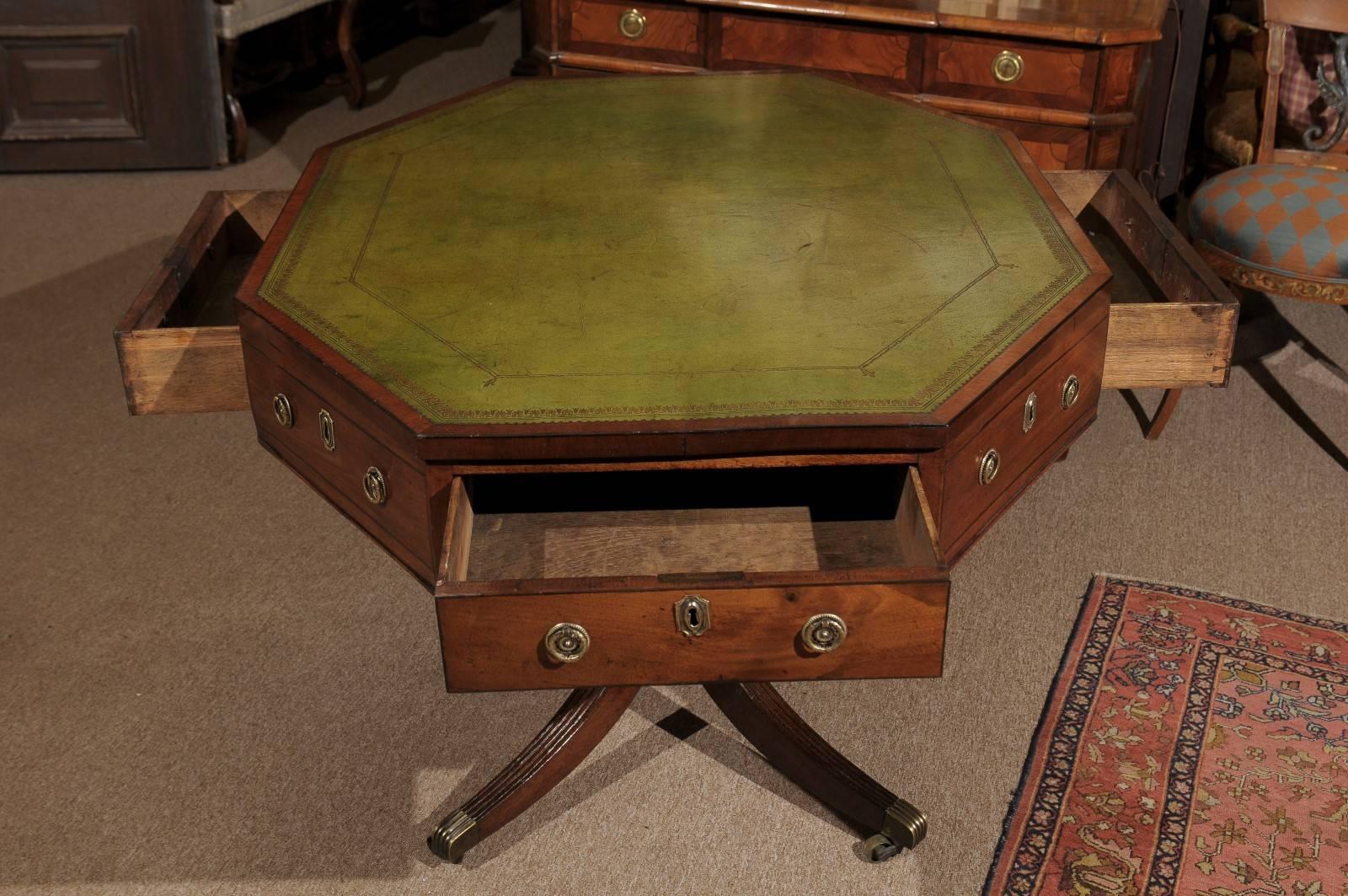 Early 19th Century English Regency Octagonal Rent Table with Pedestal Base 5