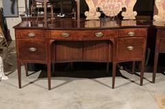 English Mahogany Sideboard with Serpentine Front, Crossbanding & Tambour Door