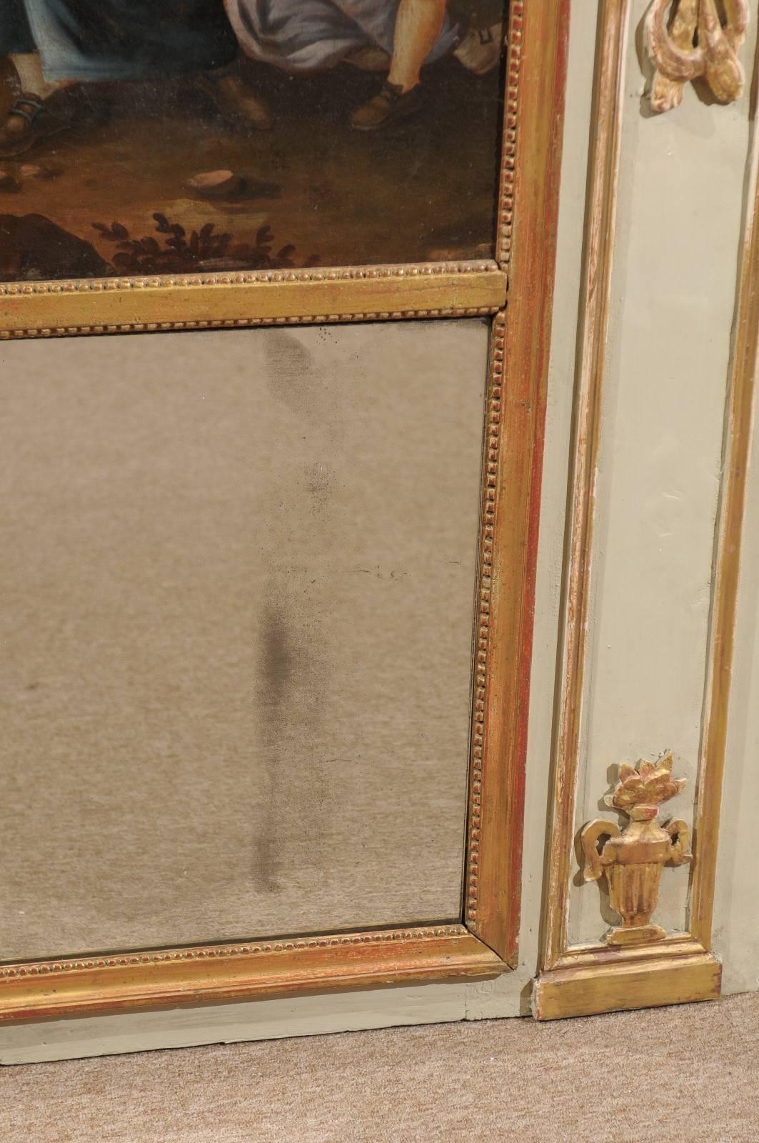 Miroir Trumeau d'époque Louis XVI avec huile pastorale sur toile, France, vers 1780 en vente 5