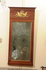 Tall Empire Period Mahogany and Giltwood Mirror with Helmut Motif, circa 1810
