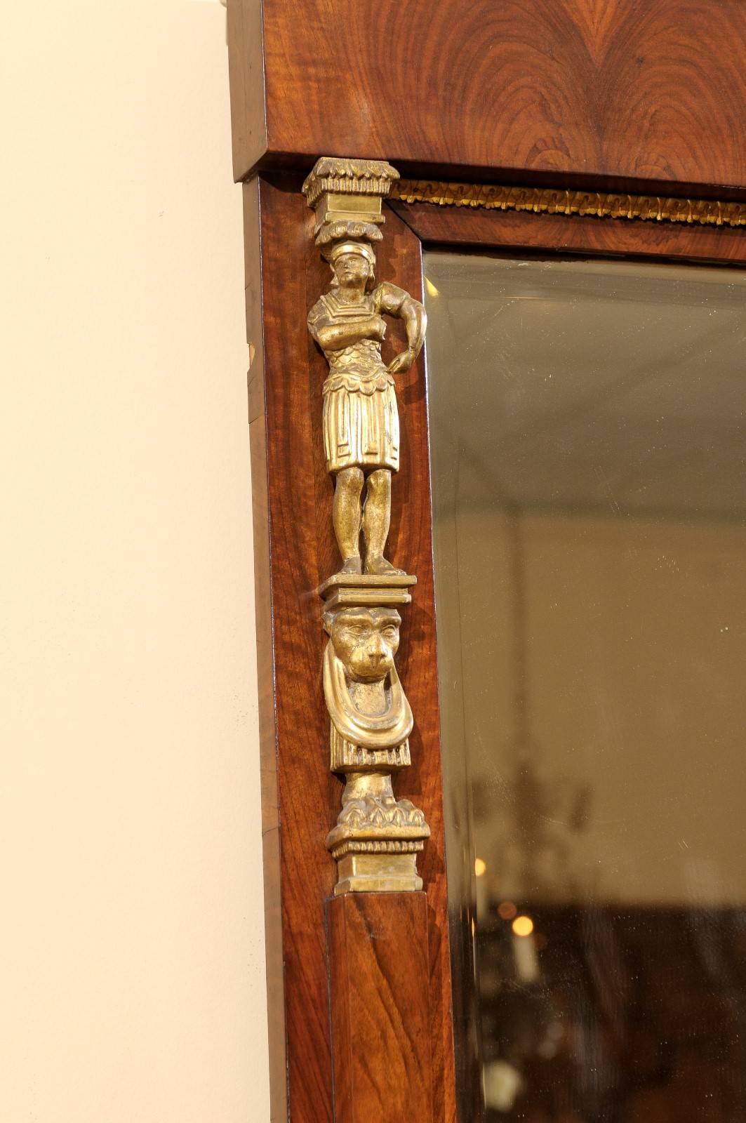 Empire Period Mahogany Mirror with Urn Motif and Gilt Accents France, circa 1810 1